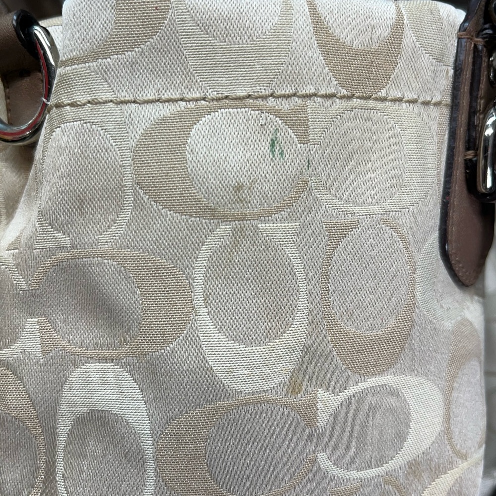 Coach Cream and Brown Signature Tote - Picture 8 of 13